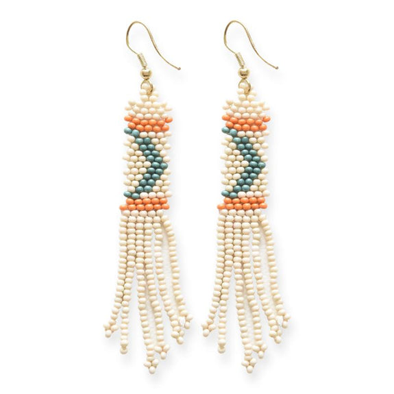 Petite Fringe Seed Bead Earrings Ivory