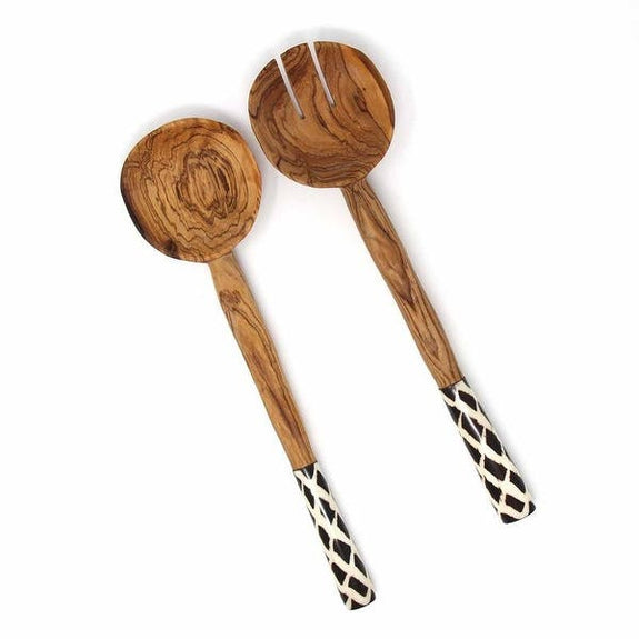Salad Server with Batik Bone Handle