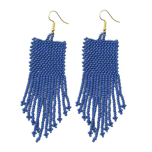 Seed Bead Earrings Lapis