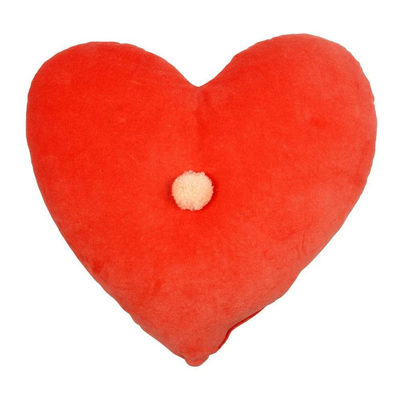 Velvet Heart Cushion Coral