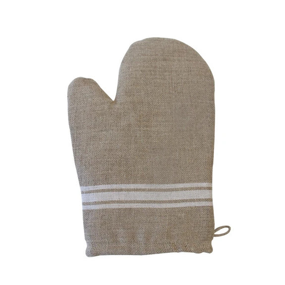Thieffry White Monogramme Linen Oven Mitt